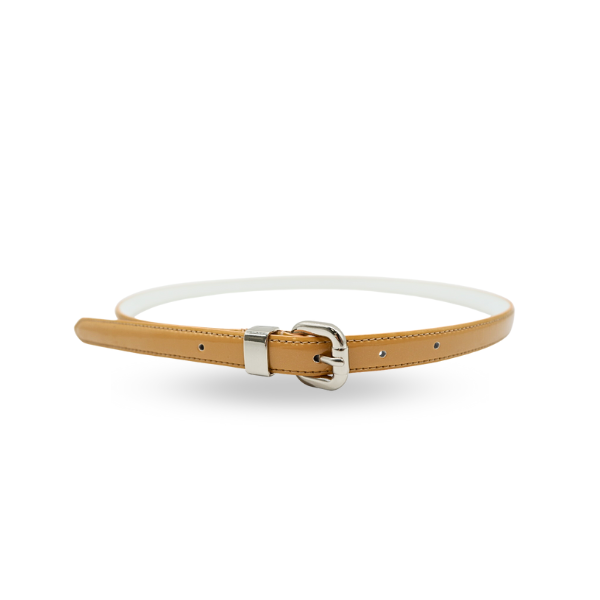 CARRIE - Womens Dark Beige Patent Skinny Leather Belt