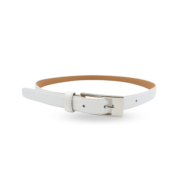 DEANEEN - Womens White Genuine Leather Belt