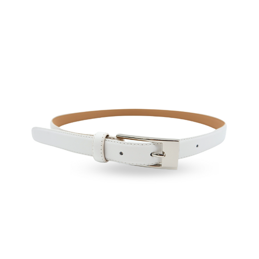 DEANEEN - Womens White Genuine Leather Belt