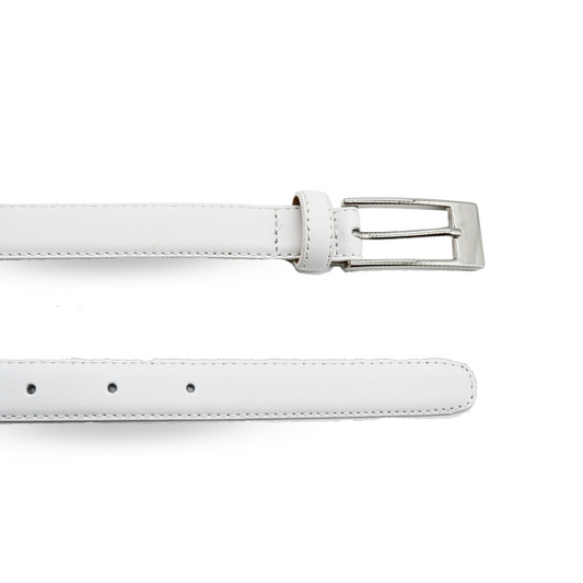 DEANEEN - Womens White Genuine Leather Belt