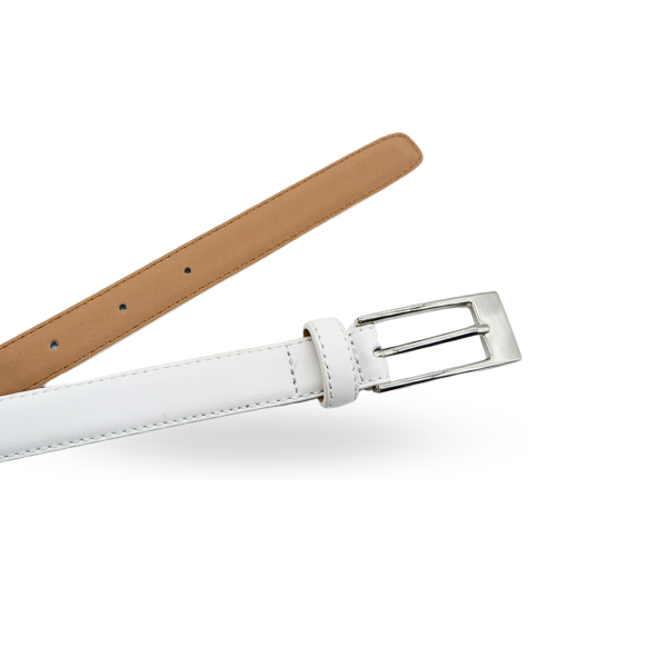 DEANEEN - Womens White Genuine Leather Belt
