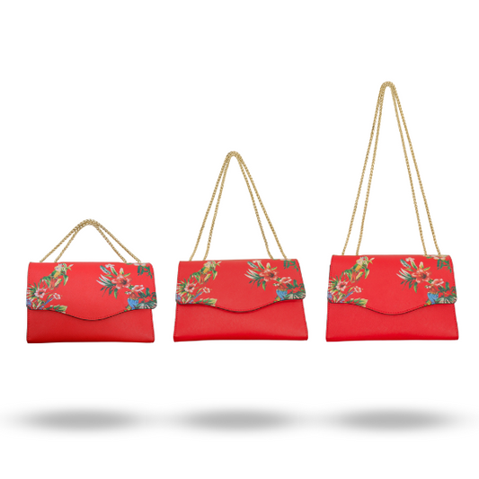 IVANHOE - Addison Road Leather Clutch Bag with Tropical Print