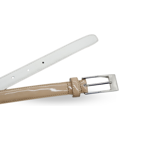 LACEY - Womens Beige Genuine Leather Skinny Belt