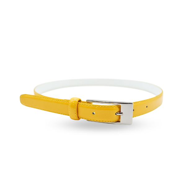 LACEY Yellow Skinny Genuine Leather Patent Belt Buckle – The