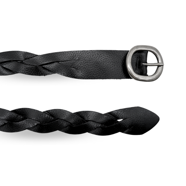 LOUISE - Womens Black Leather Plait Belt