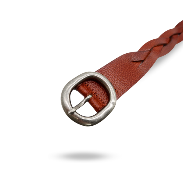 LOUISE - Womens Tan Leather Plait Belt