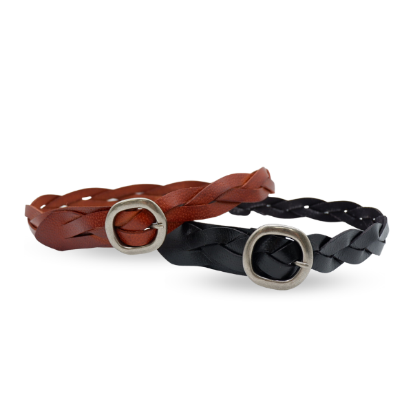 LOUISE - Womens Tan Leather Plait Belt