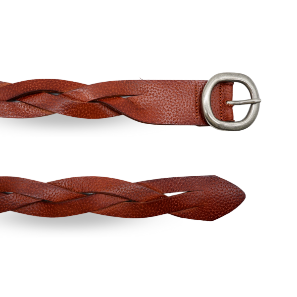 LOUISE - Womens Tan Leather Plait Belt