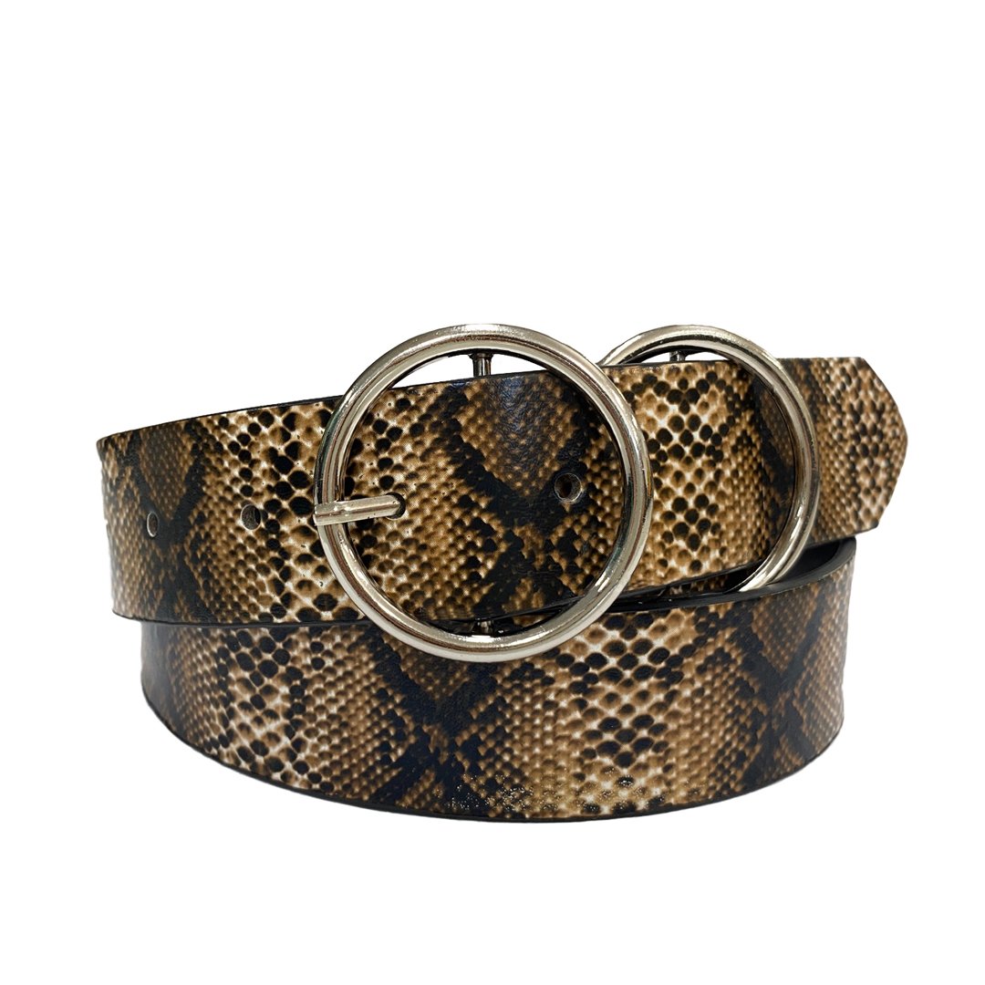 TOWNSVILLE - Womens Snake Skin Double Ring Leather Belt