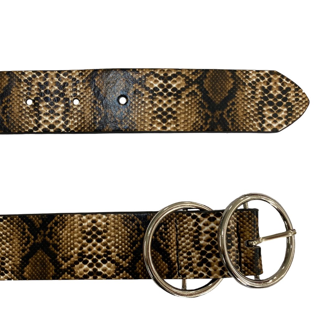 TOWNSVILLE - Womens Snake Skin Double Ring Leather Belt