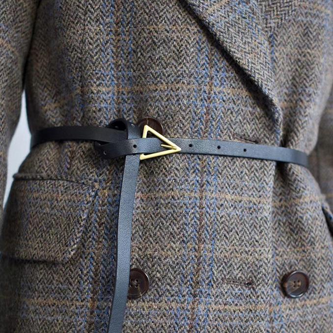 SUNBURY -  Tan Genuine Leather Belt with Triangle Buckle