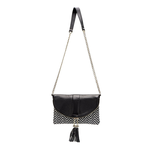 CHISWICK - Addison Road Black & White Weave Crossbody Bag - Belt N Bags