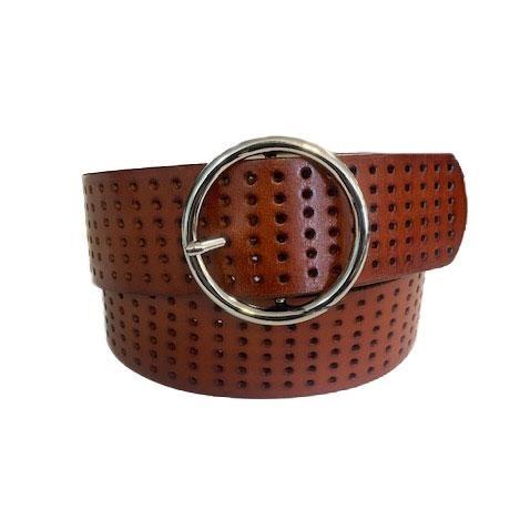 MIRANDA - Dark Tan Genuine Leather Belt - Belt N Bags