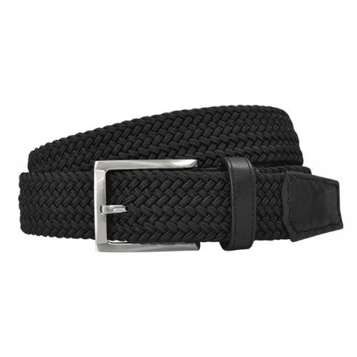 ALEC - Mens Cotton Woven Black Elastic Stretch Belt with Silver Buckle - Belt N Bags