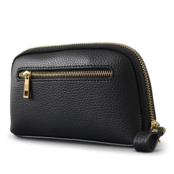 CARMICHAEL - Ladies Black Leather Cowhide Wristlet Wallet Purse - Belt N Bags