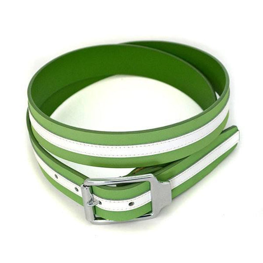 BANNAY - Unisex Green & White Leather Belt - Belt N Bags