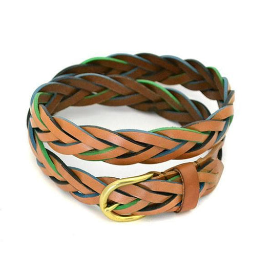 BRETT - Mens Tan Plaited Genuine Leather belt - Belt N Bags