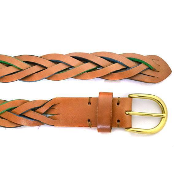 BRETT - Mens Tan Plaited Genuine Leather belt - Belt N Bags