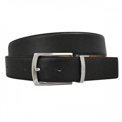 CAMERON - Mens Black & Camel Genuine Leather Reversible Belt - Belt N Bags