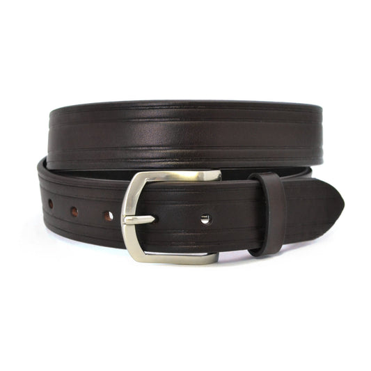 CARLOS - Mens Dark Brown Genuine Leather Belt - Belt N Bags