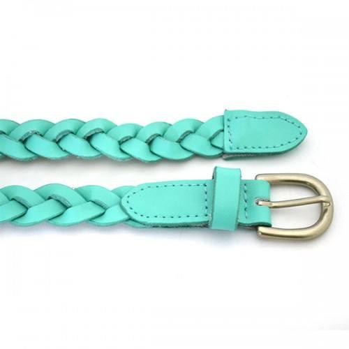 CAROL - Womens Green Skinny Plaited Leather Belt  - Belt N Bags