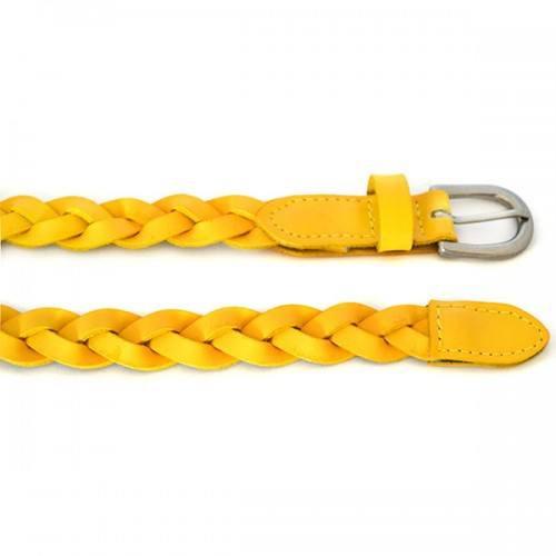 CAROL - Womens Yellow Braided Genuine Leather Plaited Belt  - Belt N Bags