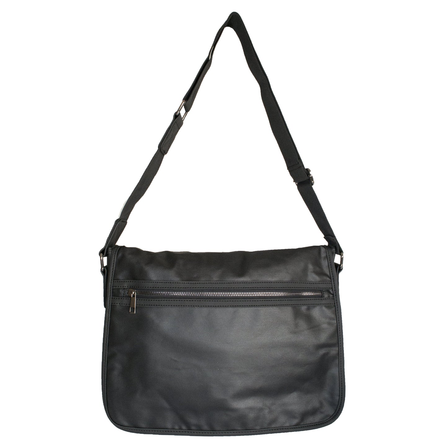 JAMIESON - Mens Black Faux Leather Messenger Satchel Bag - Belt N Bags