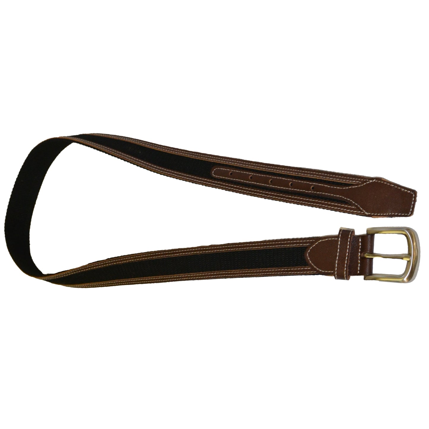 BYRON - Cotton Canvas Men's Black and Brown Leather Belt - Belt N Bags