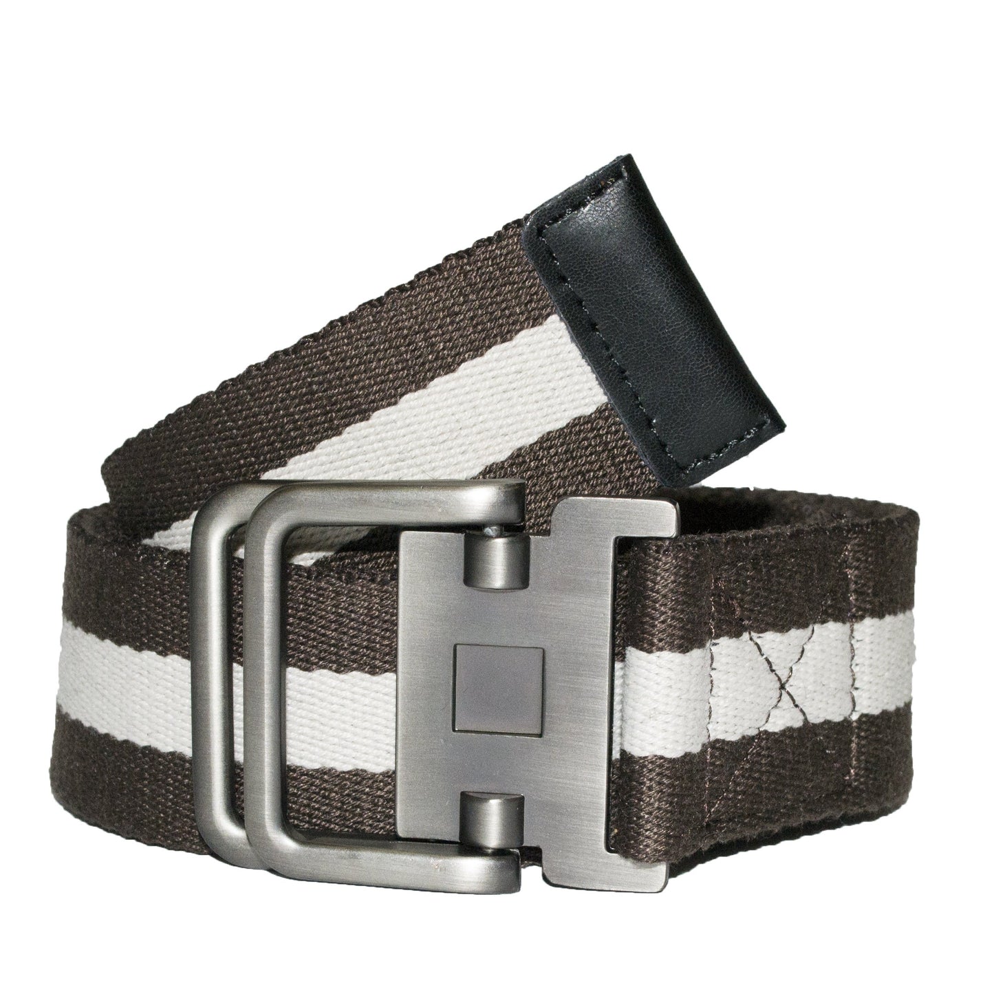 ZEUS - Mens Brown Cotton Canvas Webbing Belt with Slide Through Buckle - BeltNBags