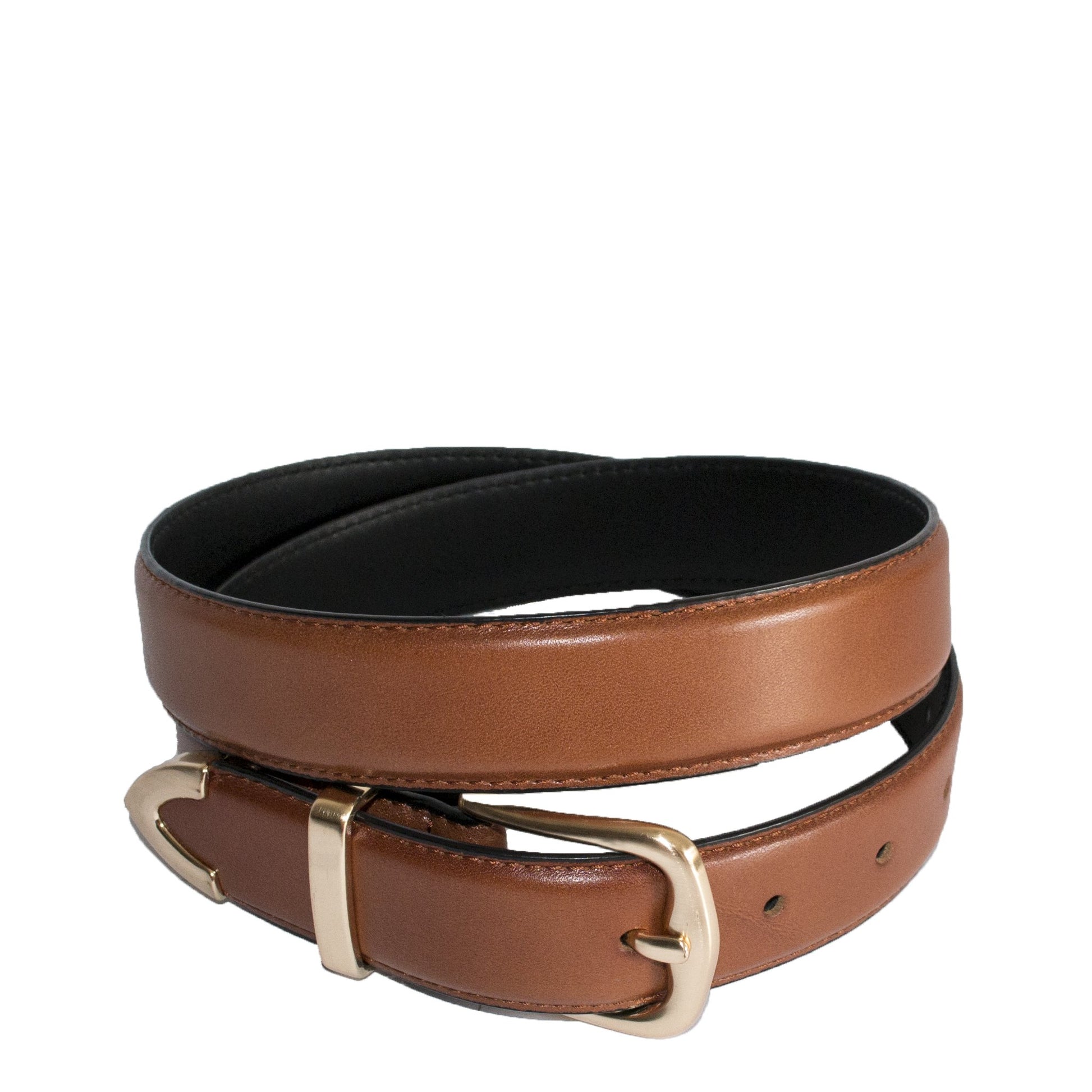 DALLAS - Womens Tan Genuine Leather Belt with Gold Buckle  - Belt N Bags
