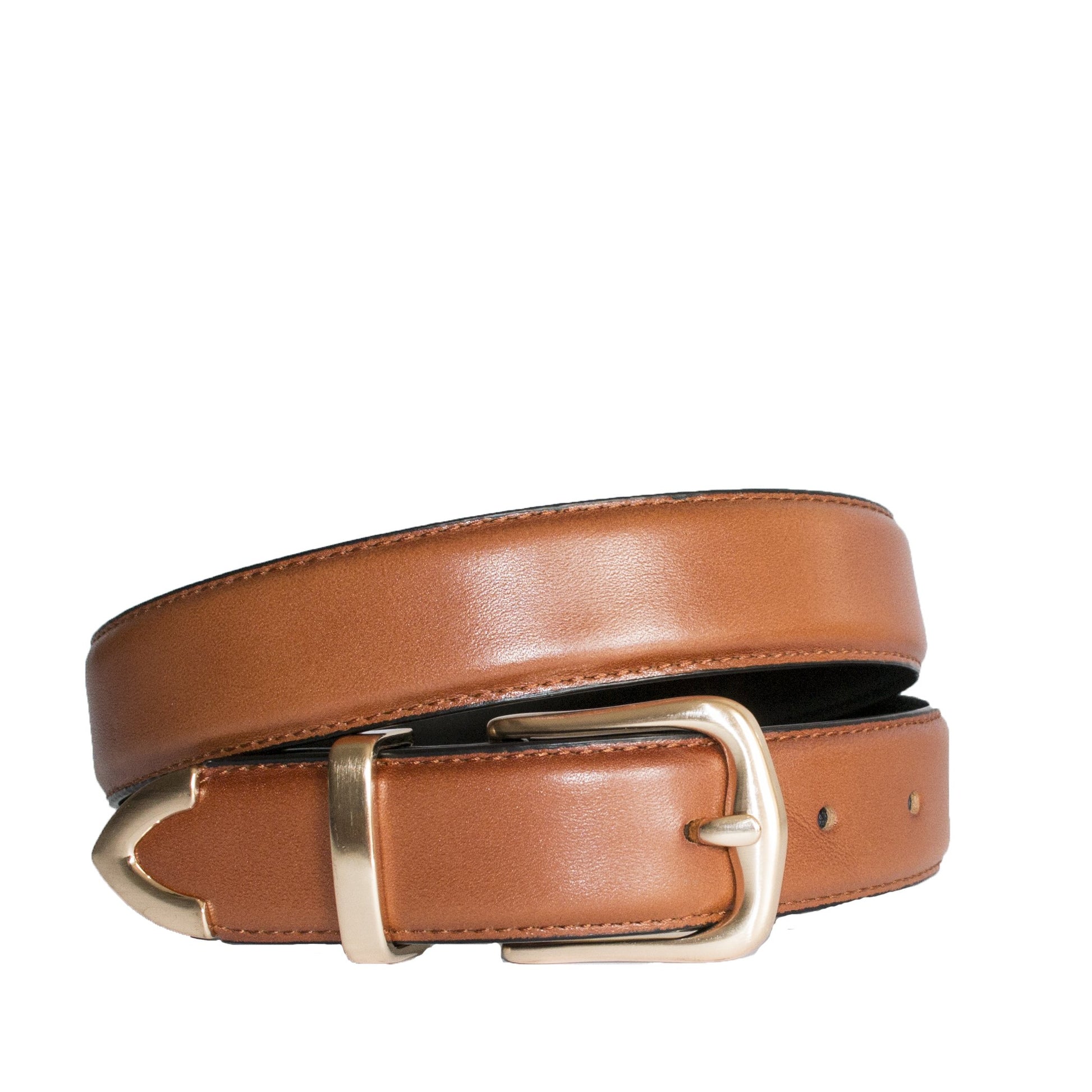 DALLAS - Womens Tan Genuine Leather Belt with Gold Buckle  - Belt N Bags