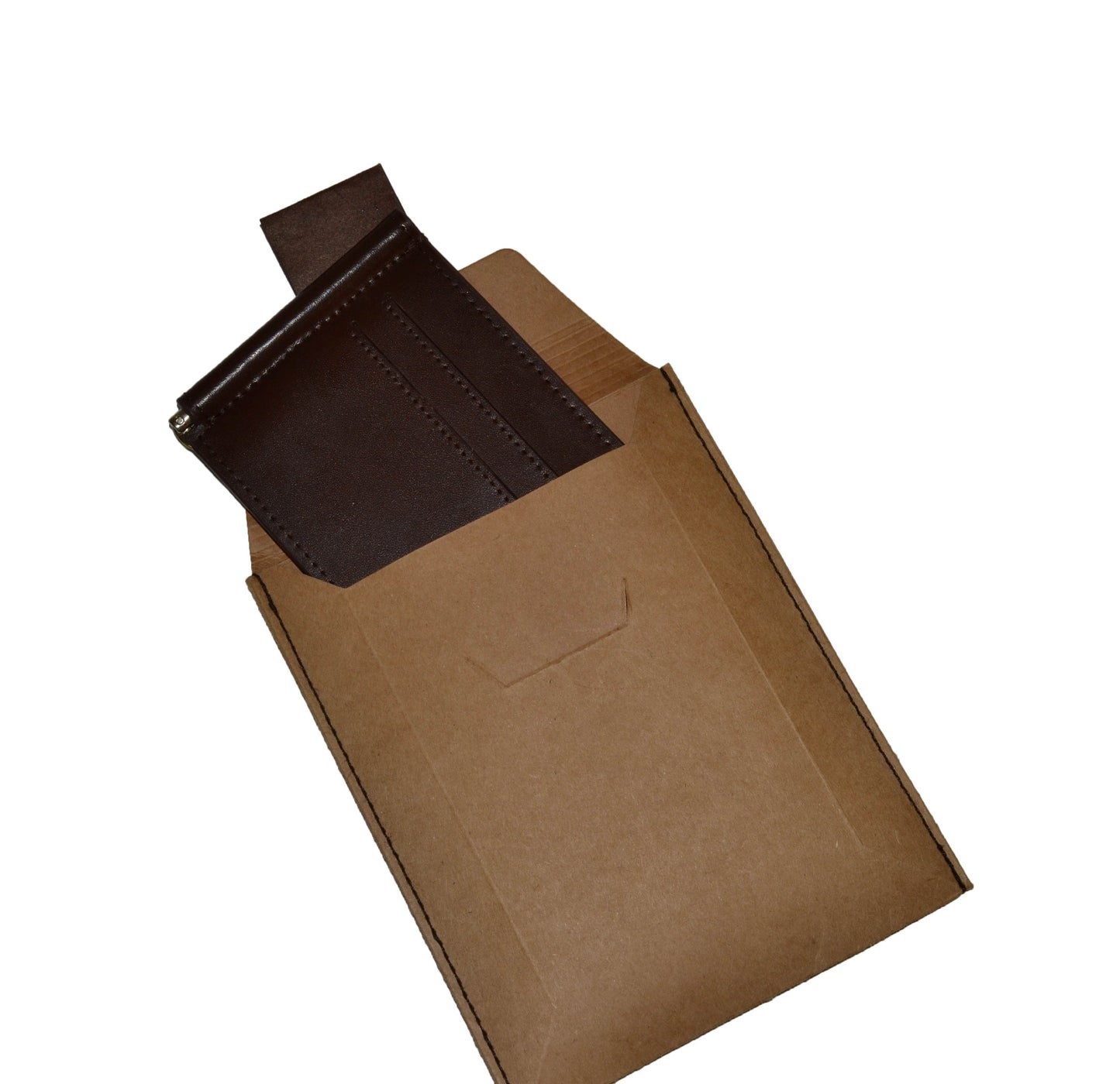 APOLLO - Mens Brown Leather Card Holder Thin Money Clip Wallet - Belt N Bags