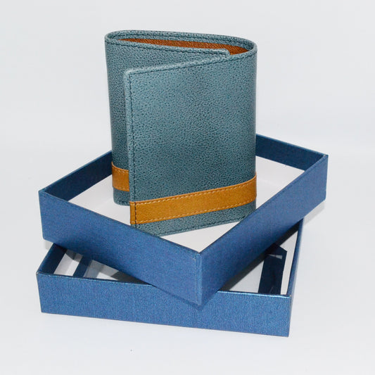 JUSTIN - Teal and Tan Genuine Leather Wallet - Belt N Bags