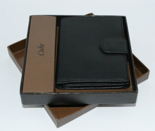 MORTEN - Mens Black Leather Fold Wallet in Gift Box - BeltNBags