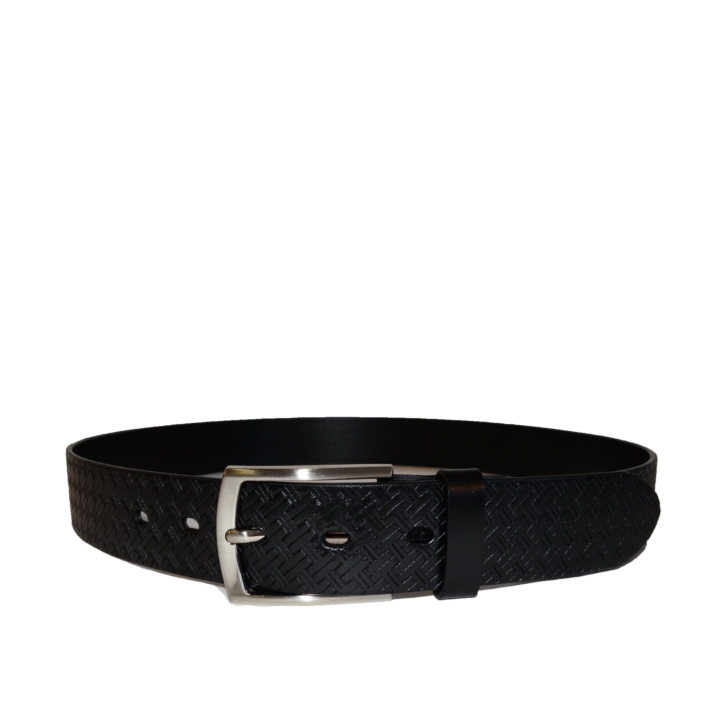 FABIAN - Mens Black Leather Textured Belt - Belt N Bags