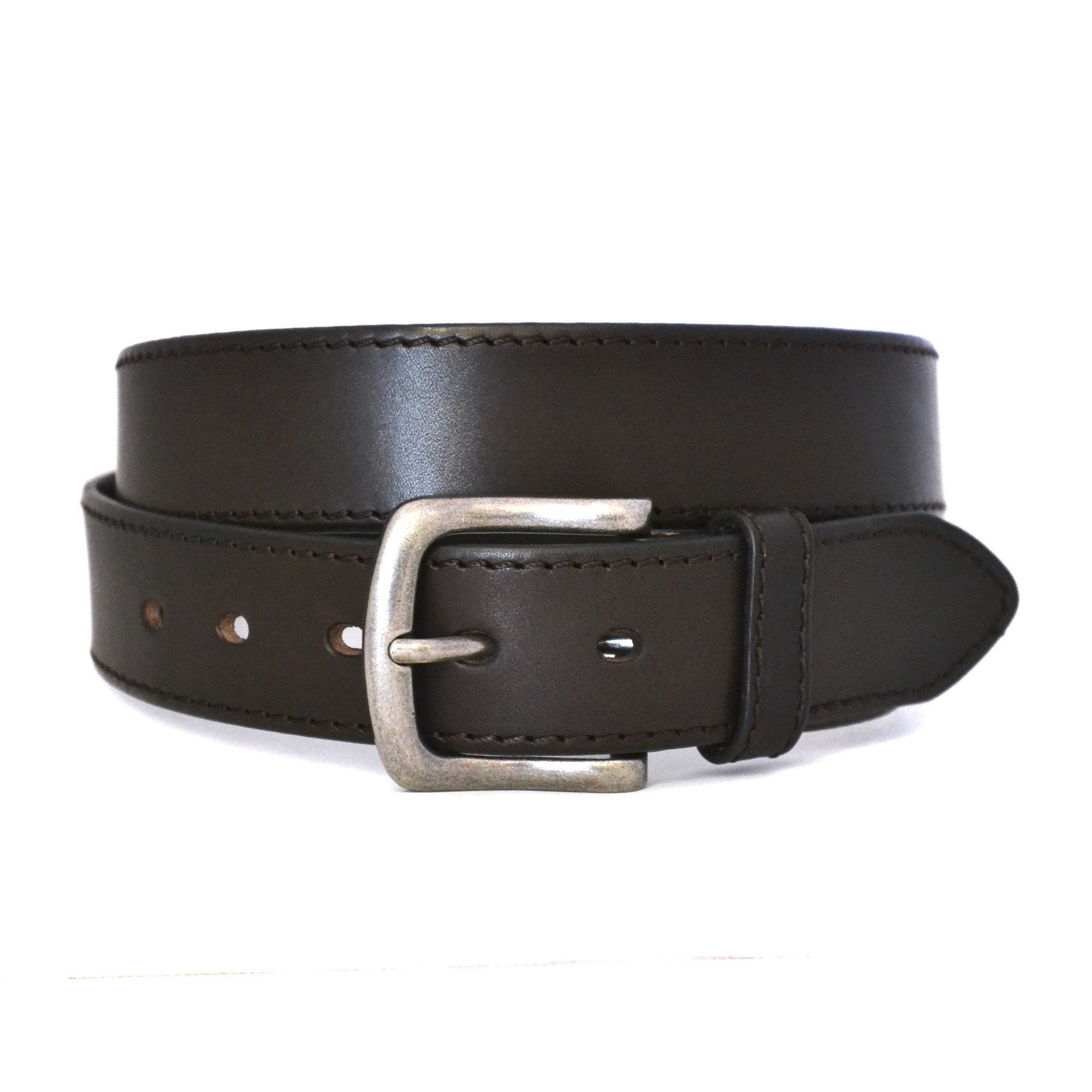 DERBY Mens Brown Genuine Leather Belt The Fitting Belt Company
