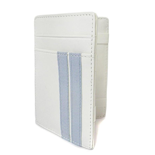 ELLIS - Mens White Genuine Leather Wallet Magic Flip Wallet with Stripes - Belt N Bags