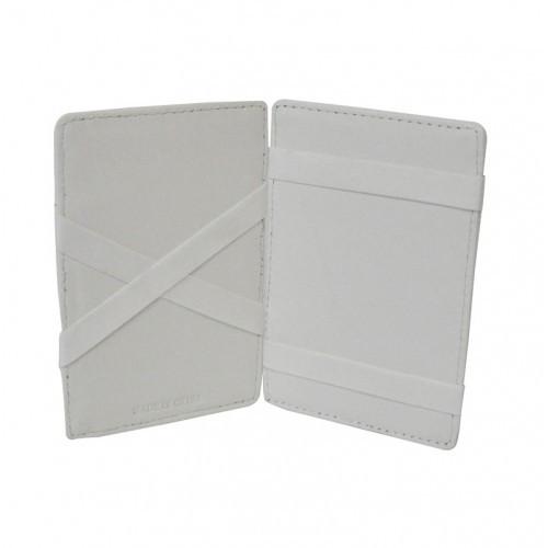 ELLIS - Mens White Genuine Leather Wallet Magic Flip Wallet with Stripes - Belt N Bags
