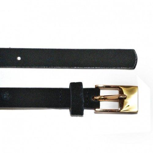 FAITH - Womens Soft Suede Black Genuine Leather Belt with Gold Buckle  - Belt N Bags