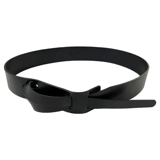 FRESHWATER - Black Genuine Leather Knot Belt