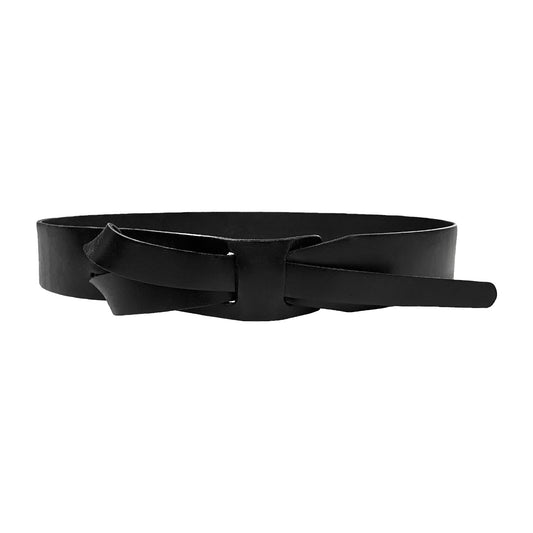 FRESHWATER - Black Genuine Leather Knot Belt