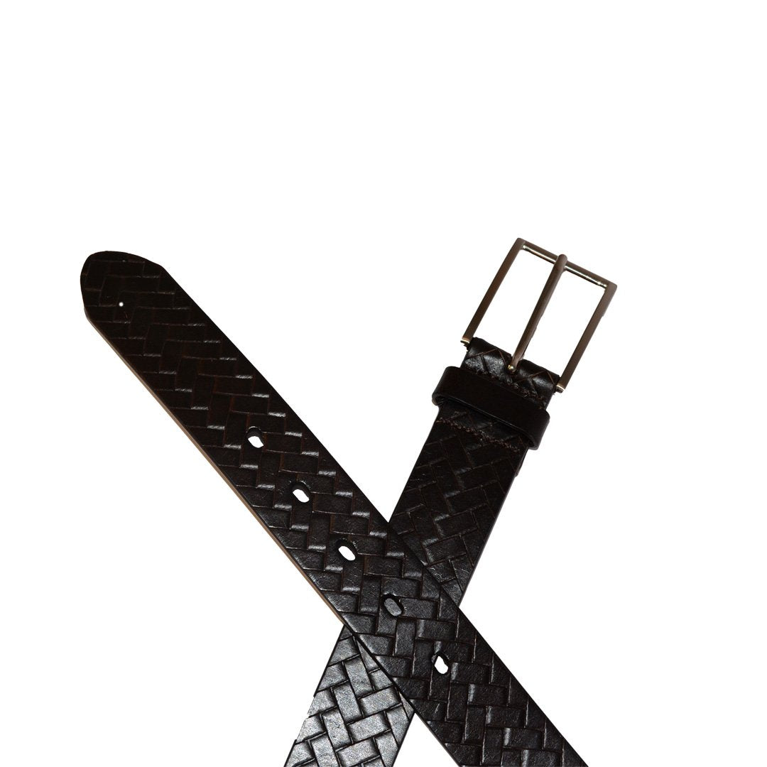 GABRIEL - Mens Dark Brown Leather Textured Belt - Belt N Bags