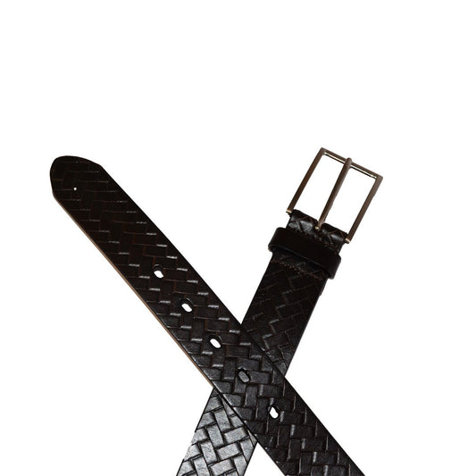 GABRIEL - Mens Dark Brown Leather Textured Belt  - Belt N Bags