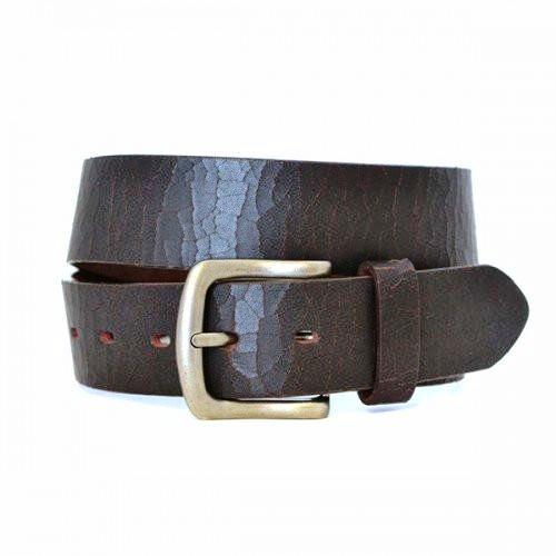 HEATH - Mens Brown Leather Belt with Crackle Finish - Belt N Bags