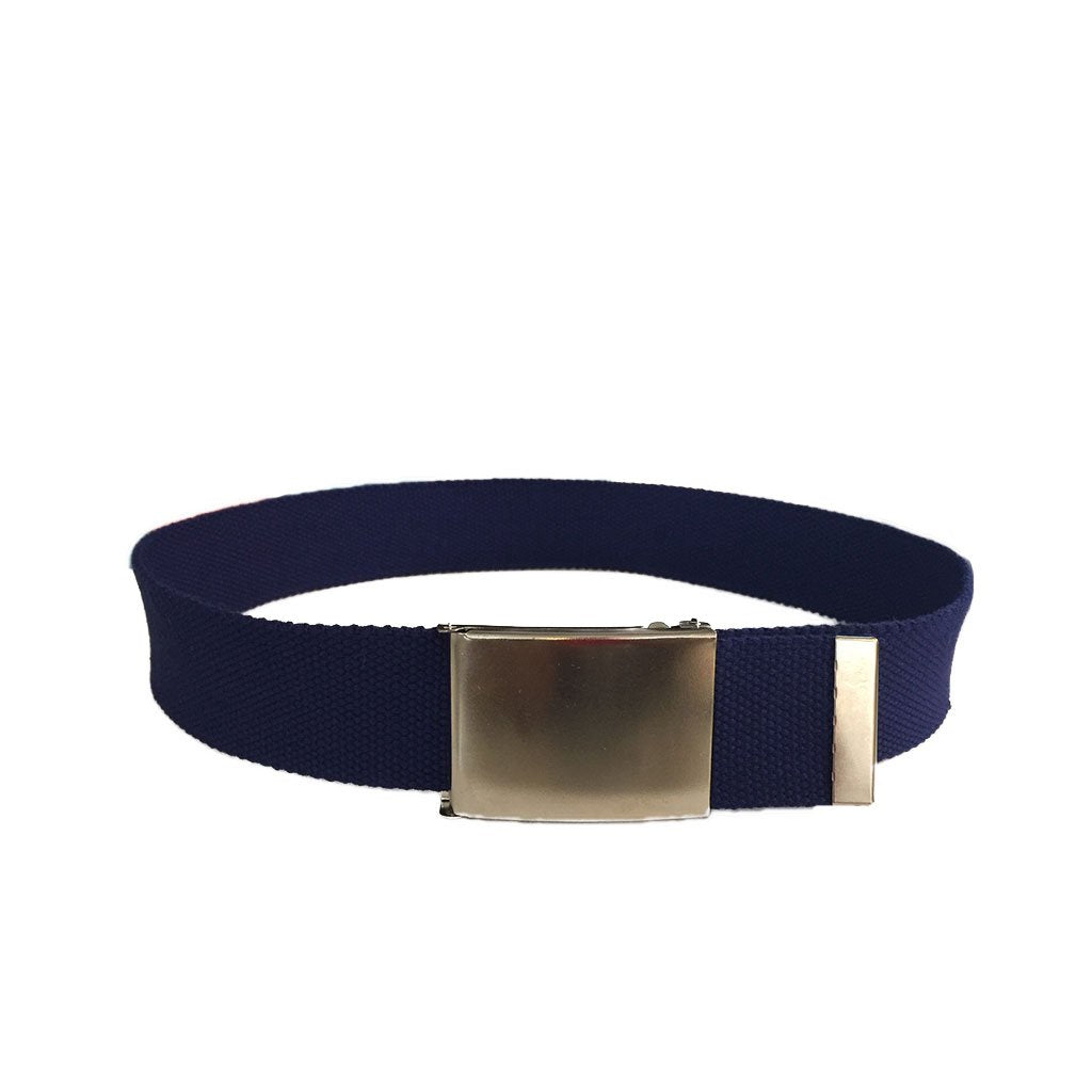 DEXTER - Cotton Nylon Webbing Belt with Silver Buckle Royal Blue - Fitting Belt