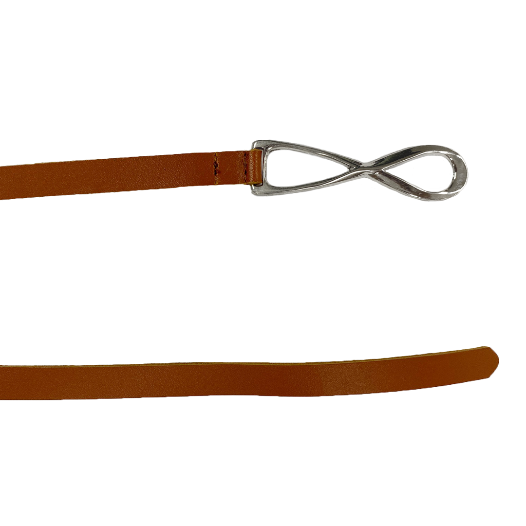 MARENGO - Women's Tan Genuine Leather Skinny Belt