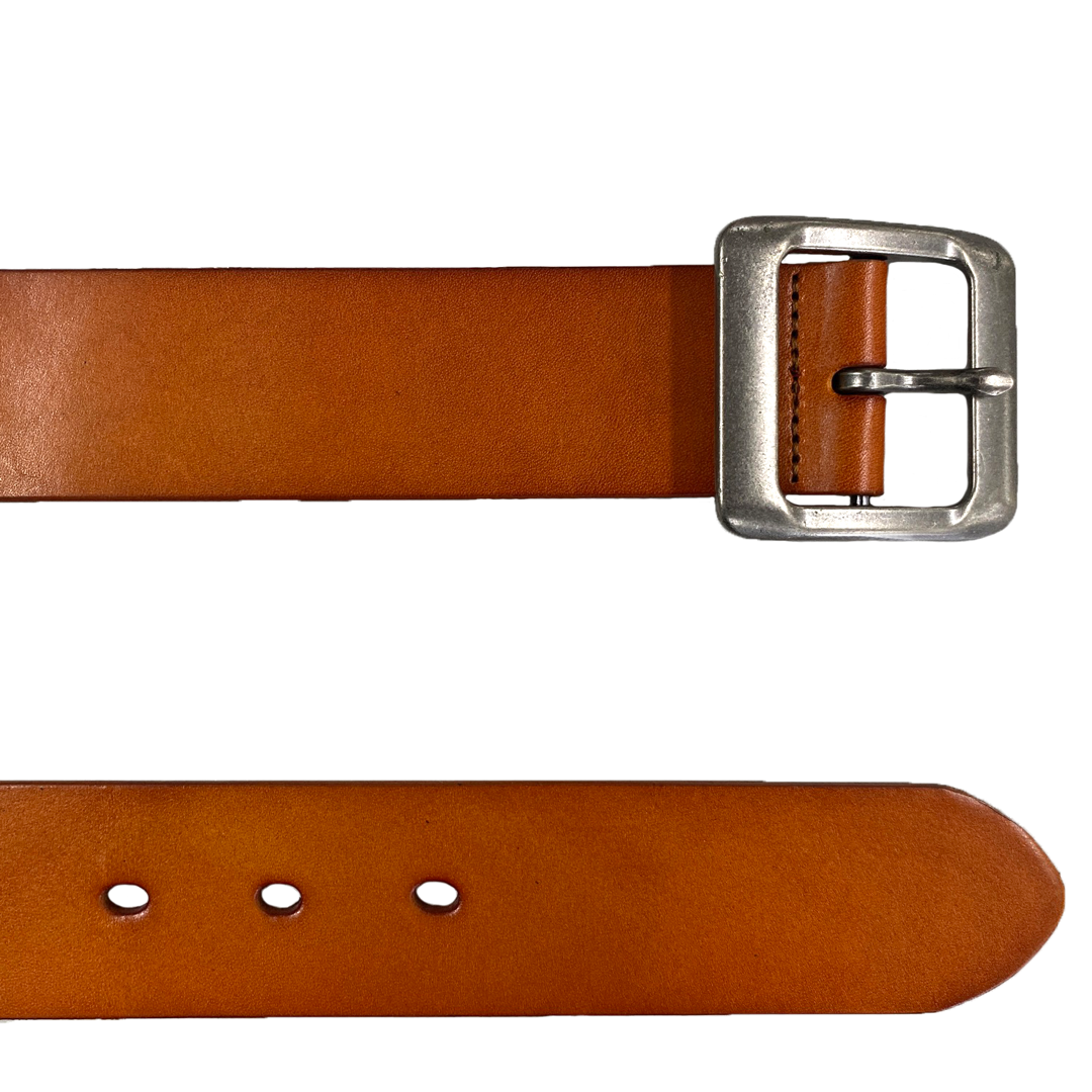 ROSEDALE - Women's Tan Genuine Leather Belt with Square Silver Buckle