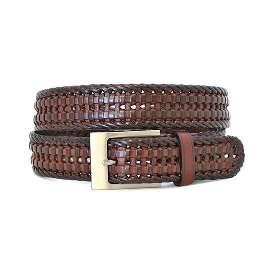 JAX - Mens Brown Genuine Leather Woven Belt - Belt N Bags