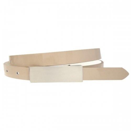 KIMBERLY - Womens Nude Genuine Leather Skinny Belt - BeltNBags