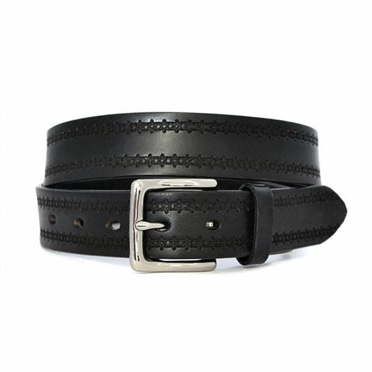 LUTHER - Unisex Black Leather Belt - BeltNBags